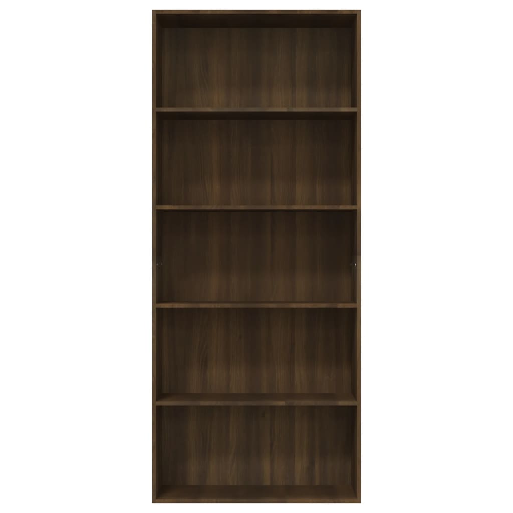 Boekenkast 80x30x189 cm bewerkt hout bruineikenkleurig