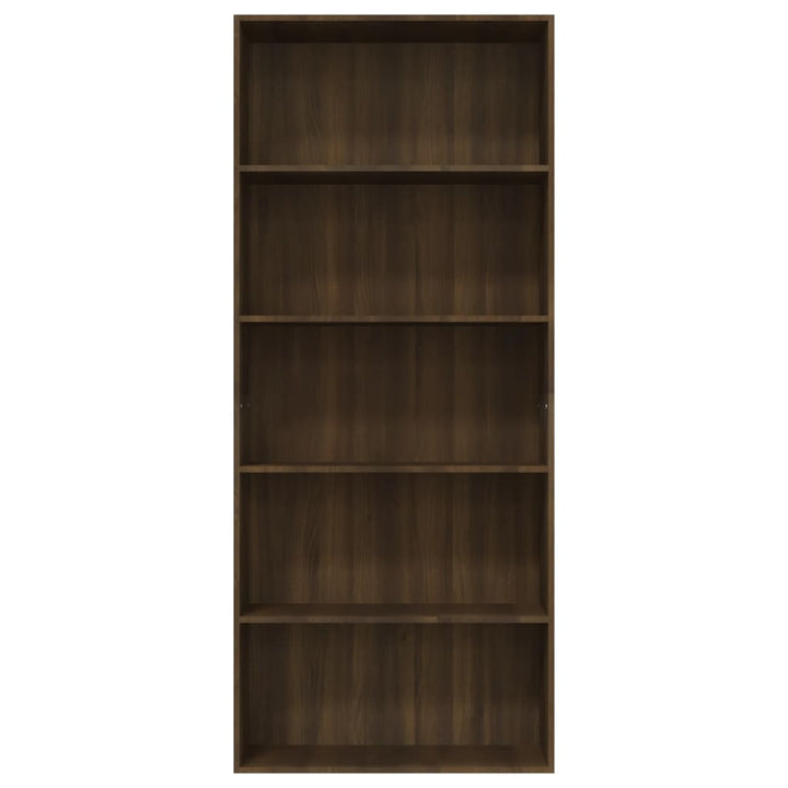 Boekenkast 80x30x189 cm bewerkt hout bruineikenkleurig