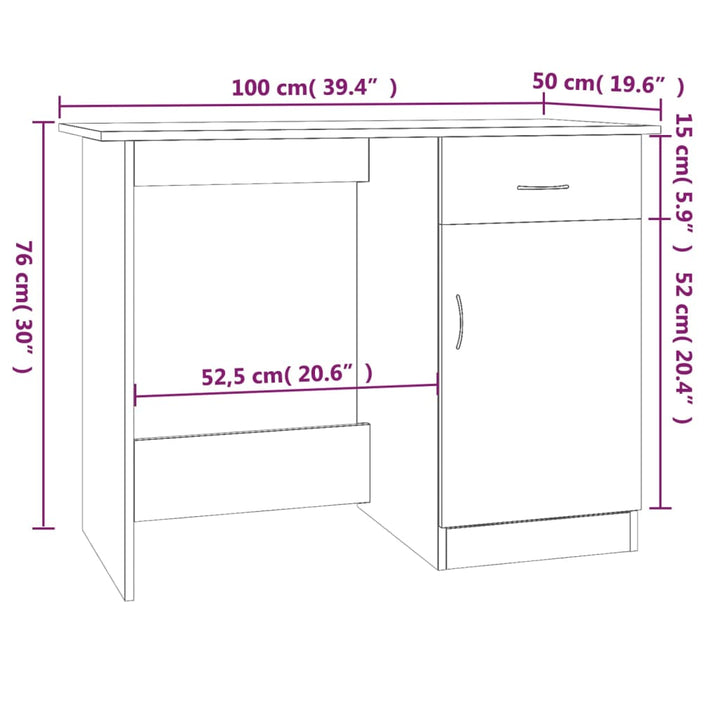 Bureau 100x50x76 cm bewerkt hout grijs sonoma eikenkleurig