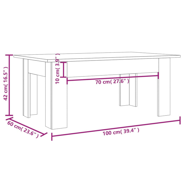 Salontafel 100x60x42 cm bewerkt hout bruineikenkleurig