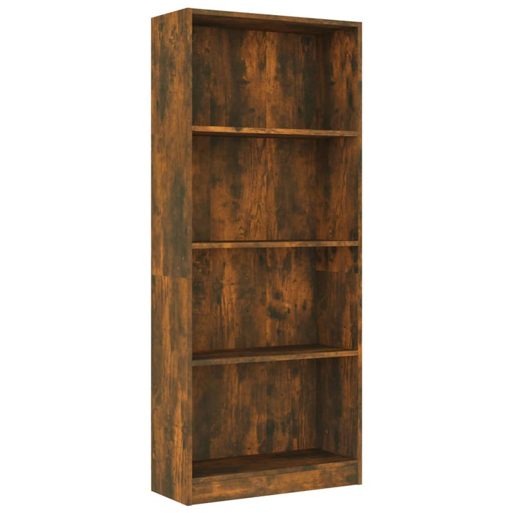 Boekenkast 4-laags 60x24x142 cm bewerkt hout gerookt eikenkleur