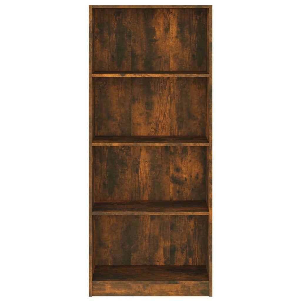 Boekenkast 4-laags 60x24x142 cm bewerkt hout gerookt eikenkleur