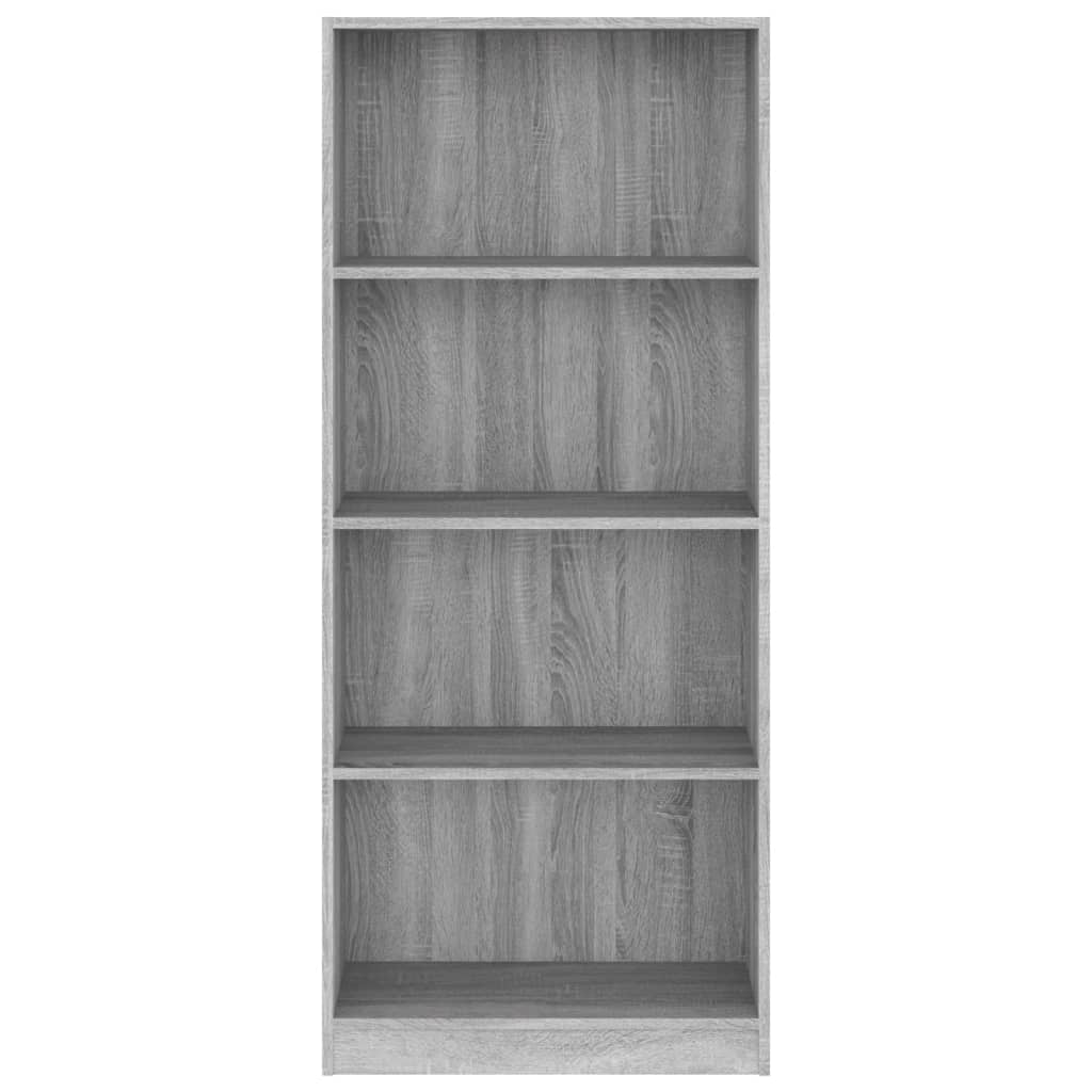 Boekenkast 4 schappen 60x24x142 cm bewerkt hout grijs sonoma