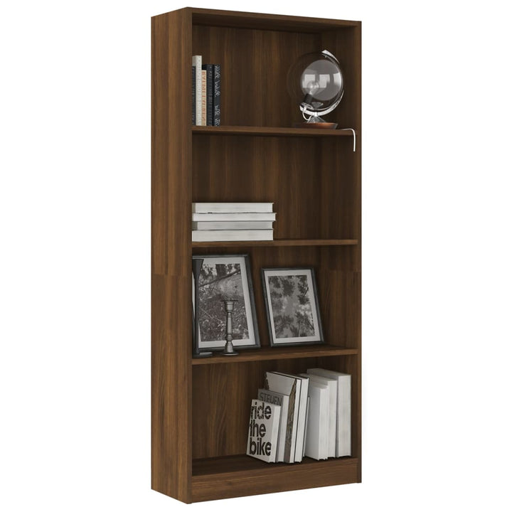 Boekenkast 4 schappen 60x24x142 cm bewerkt hout bruineikenkleur