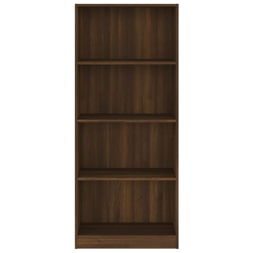 Boekenkast 4 schappen 60x24x142 cm bewerkt hout bruineikenkleur