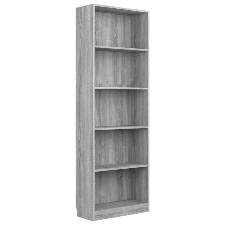 Boekenkast 60x24x175 cm bewerkt hout grijs sonoma eikenkleurig