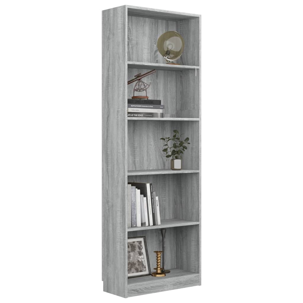 Boekenkast 60x24x175 cm bewerkt hout grijs sonoma eikenkleurig