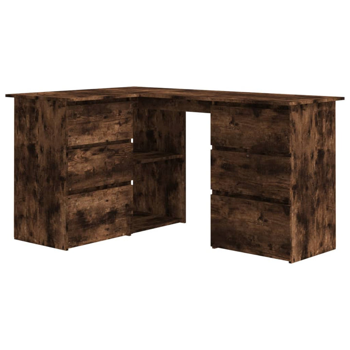 Hoekbureau 145x100x76 cm bewerkt hout gerookt eikenkleurig