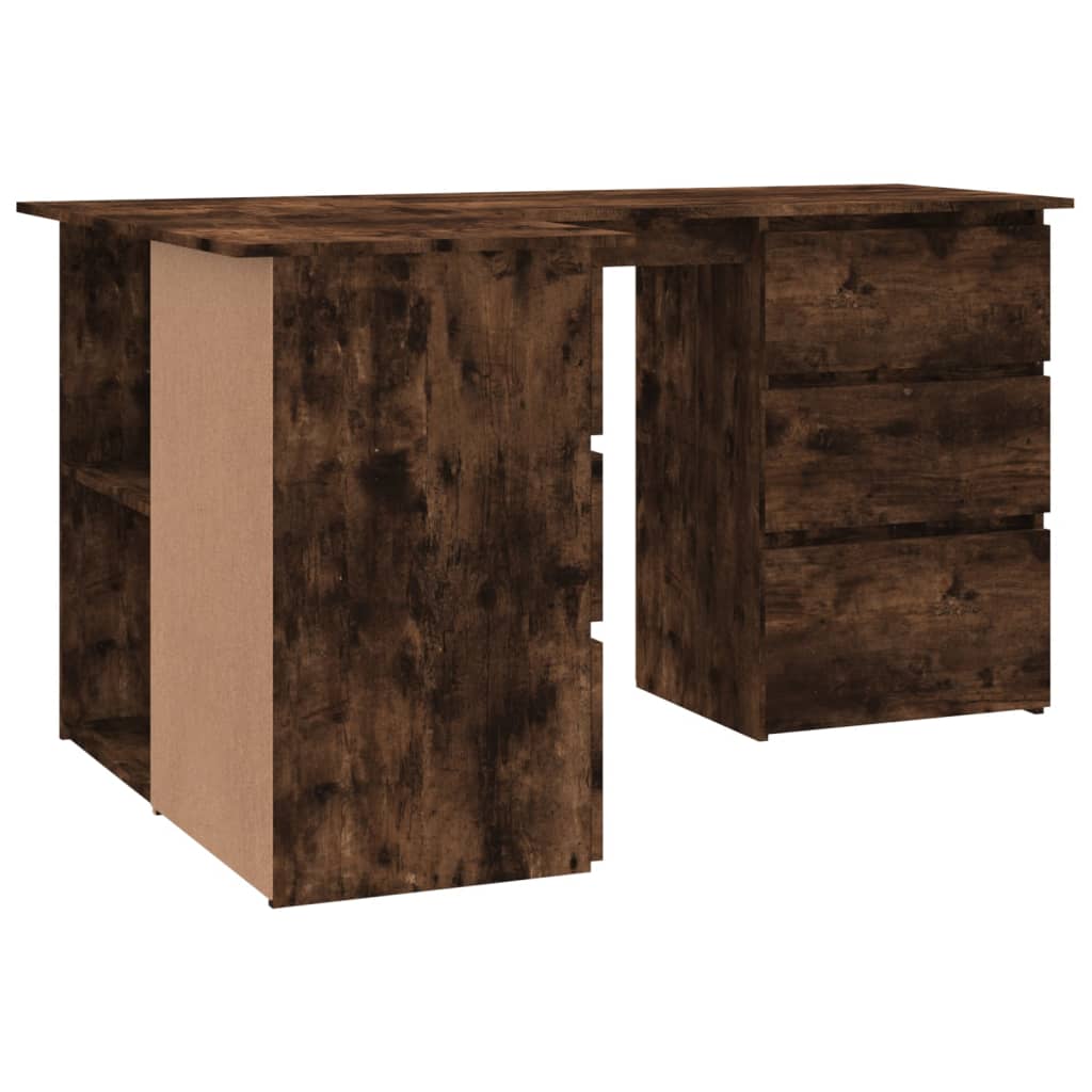 Hoekbureau 145x100x76 cm bewerkt hout gerookt eikenkleurig