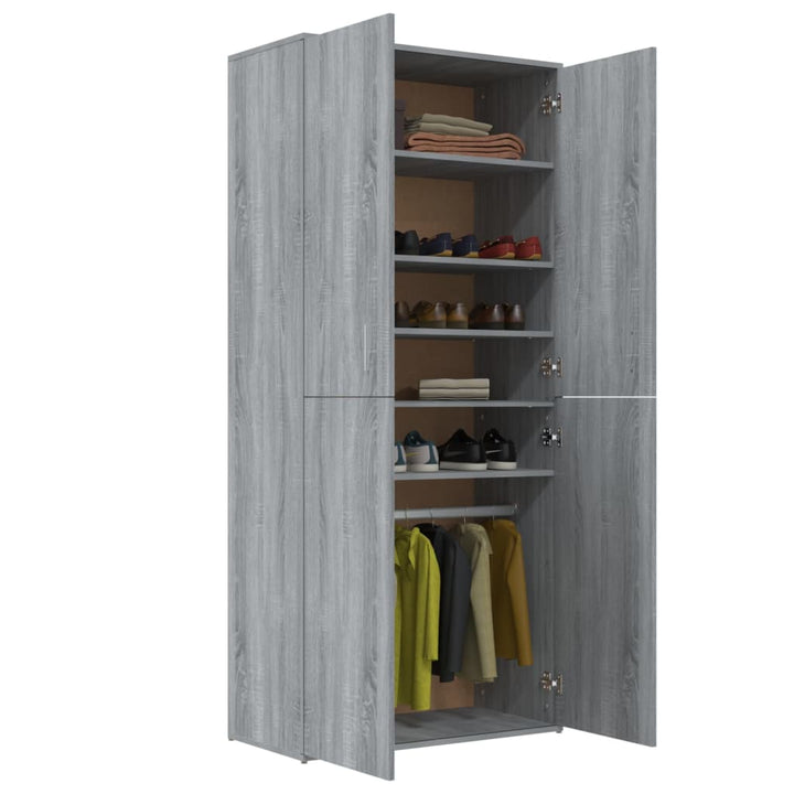 Schoenenkast 80x39x178 cm bewerkt hout grijs sonoma eikenkleur