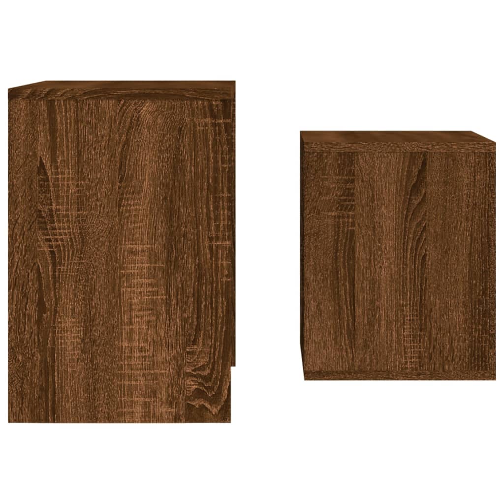 2-delige Tafeltjesset bewerkt hout bruineikenkleurig