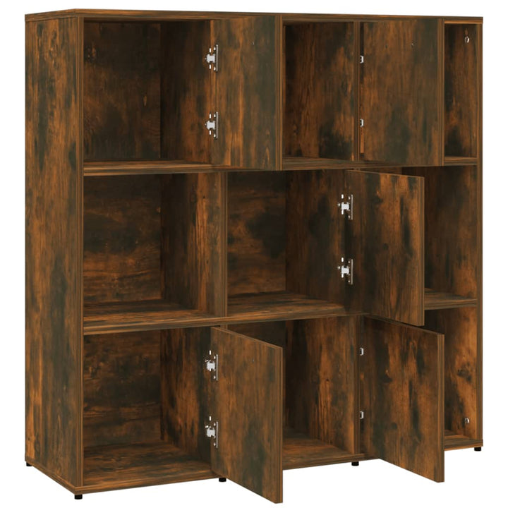 Boekenkast 90x30x90 cm bewerkt hout gerookt eikenkleurig