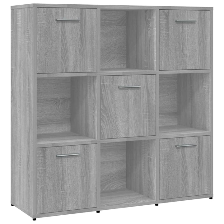 Boekenkast 90x30x90 cm bewerkt hout grijs sonoma eikenkleurig