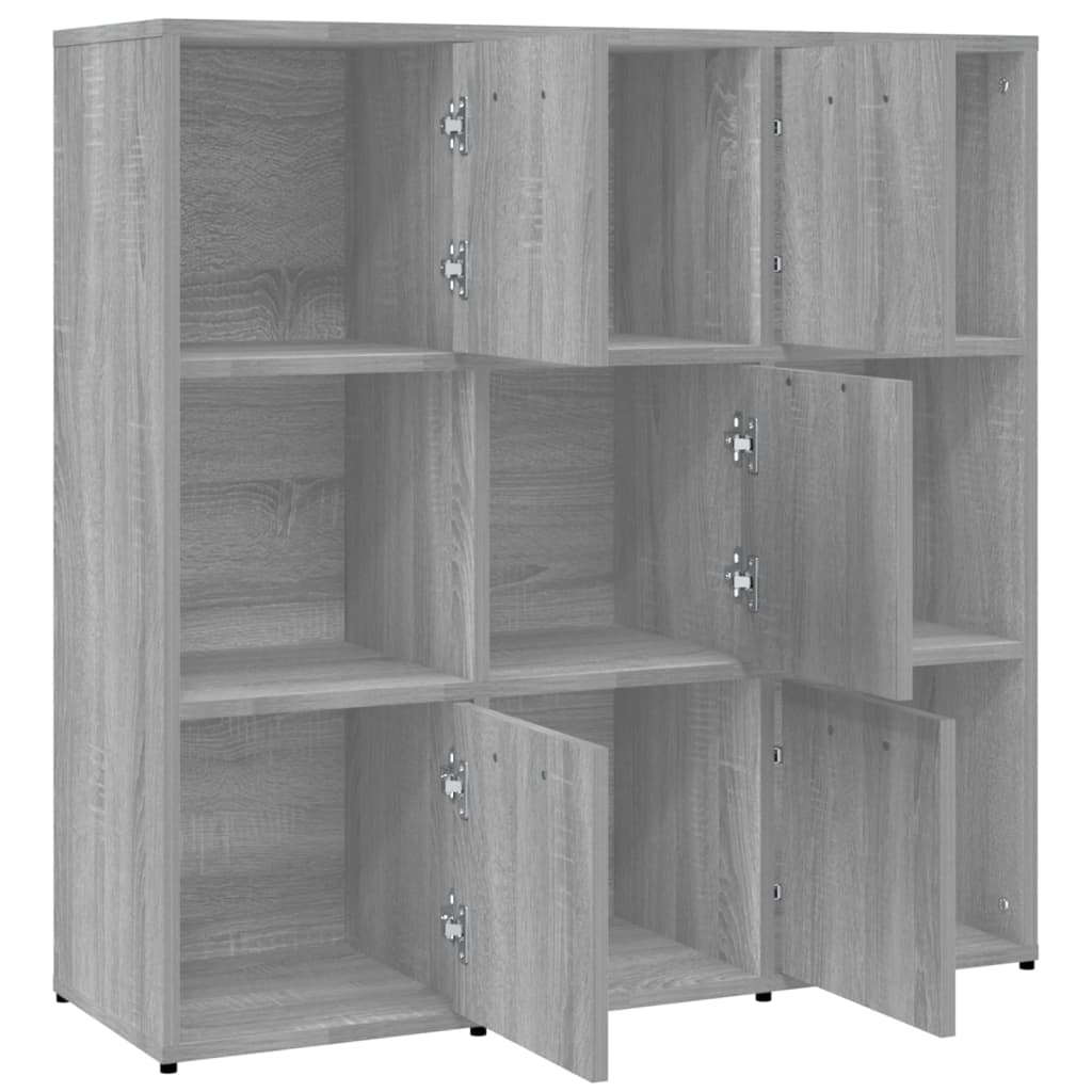 Boekenkast 90x30x90 cm bewerkt hout grijs sonoma eikenkleurig