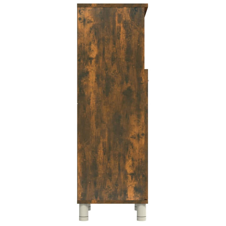 Badkamerkast 30x30x95 cm bewerkt hout gerookt eikenkleurig