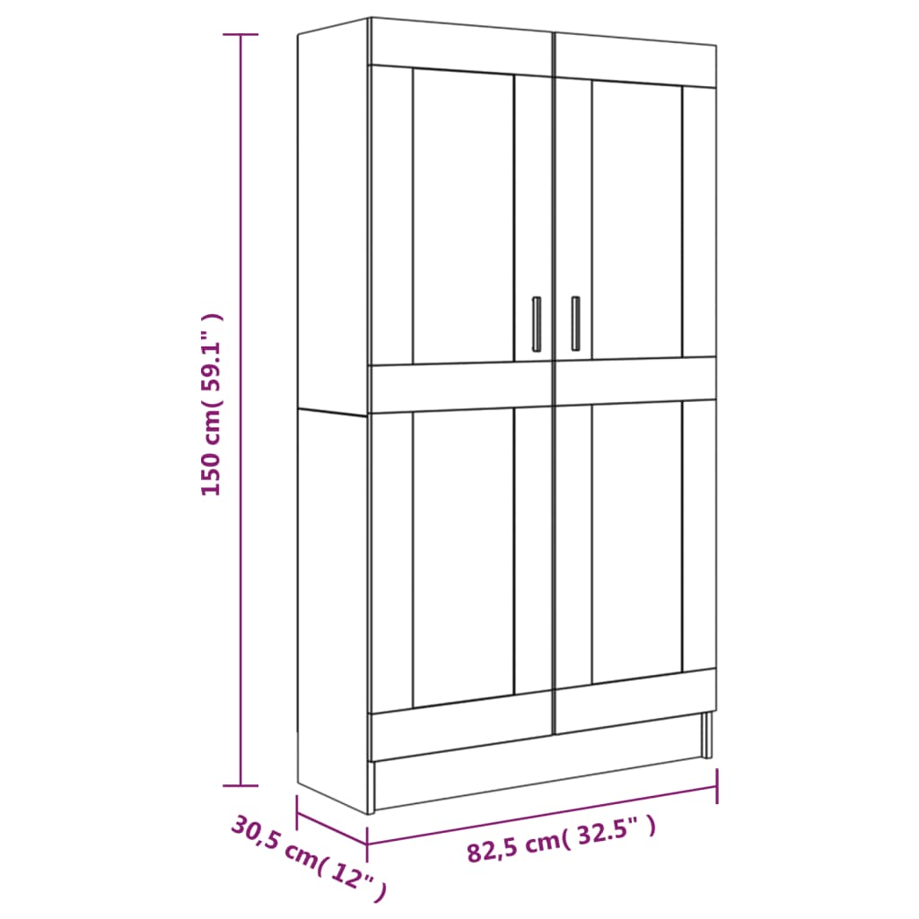 Boekenkast 82,5x30,5x150 cm bewerkt hout gerookt eikenkleurig