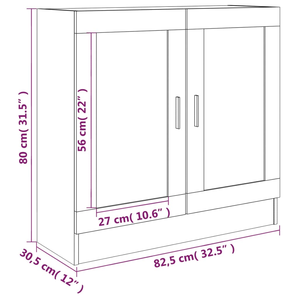 Vitrinekast 82,5x30,5x80 cm bewerkt hout gerookt eikenkleurig