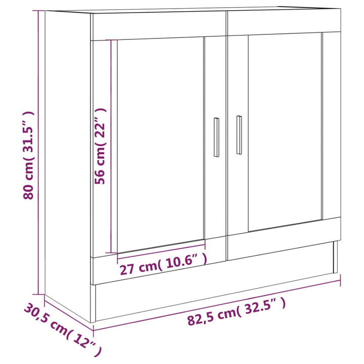 Vitrinekast 82,5x30,5x80 cm bewerkt hout grijs sonoma eiken