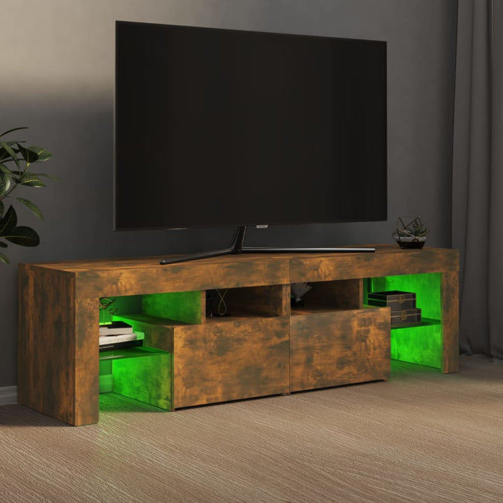 Tv-meubel LED-verlichting 140x36,5x40 cm gerookt eikenkleurig