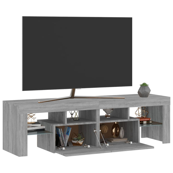 Tv-meubel met LED-verlichting 140x36,5x40 cm grijs sonoma eiken