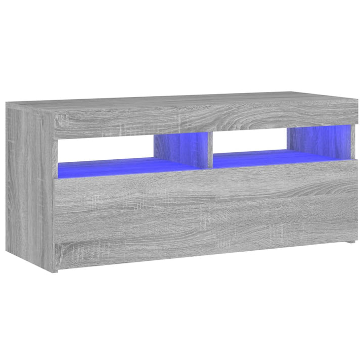 Tv-meubel met LED-verlichting 90x35x40 cm grijs sonoma eiken