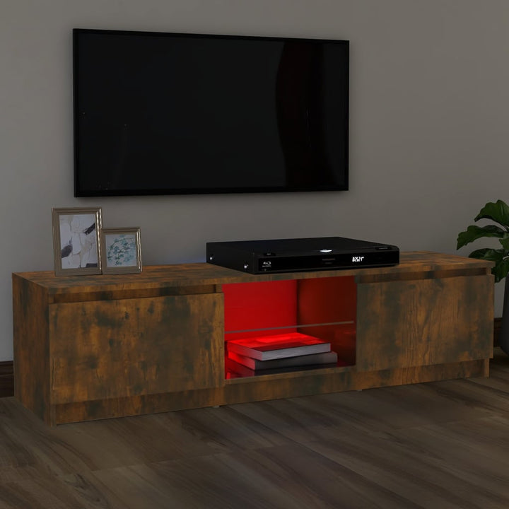 Tv-meubel met LED-verlichting 120x30x35,5 cm gerookt eikenkleur