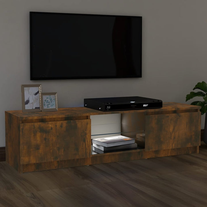 Tv-meubel met LED-verlichting 120x30x35,5 cm gerookt eikenkleur