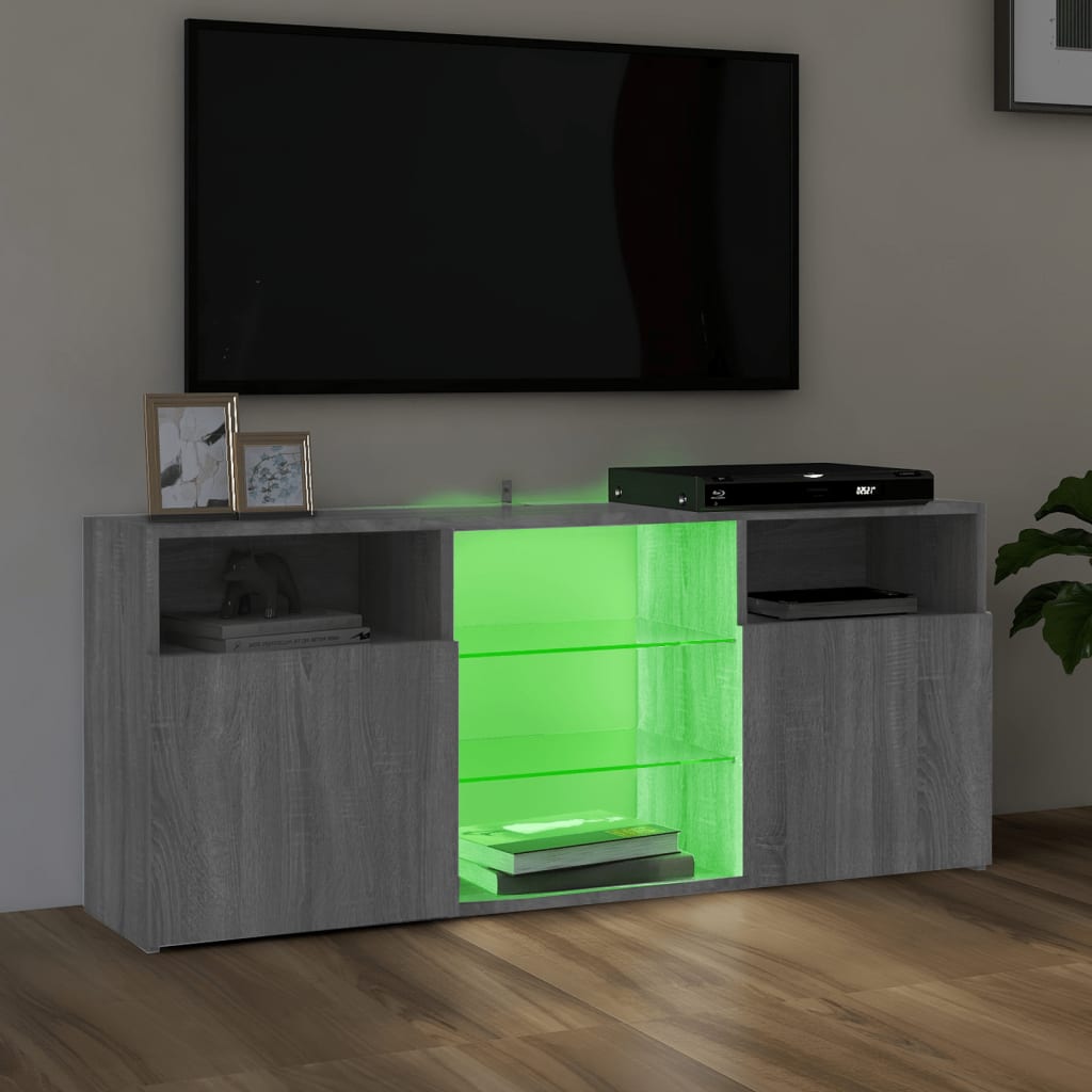 Tv-meubel met LED-verlichting 120x30x50 cm grijs sonoma eiken