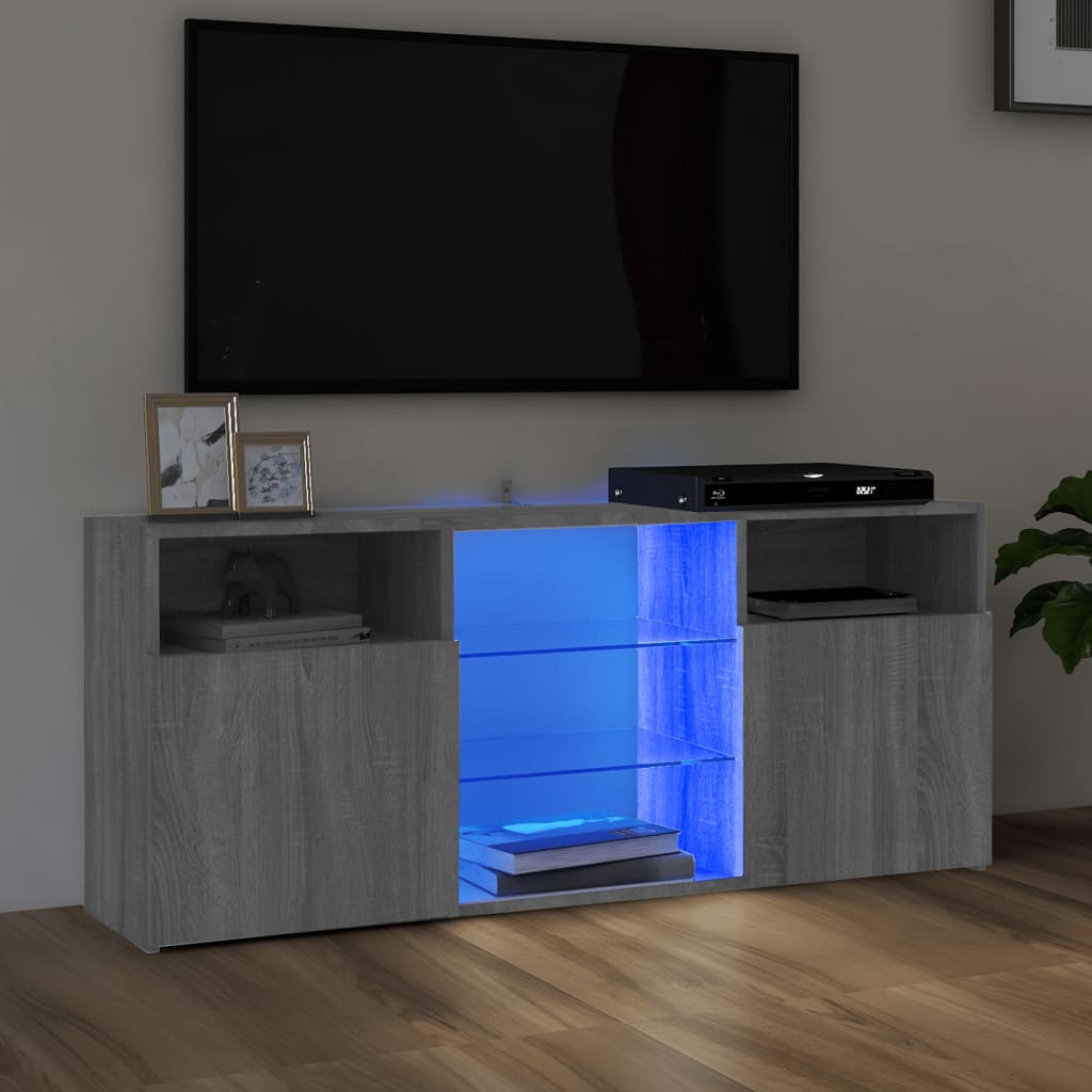 Tv-meubel met LED-verlichting 120x30x50 cm grijs sonoma eiken