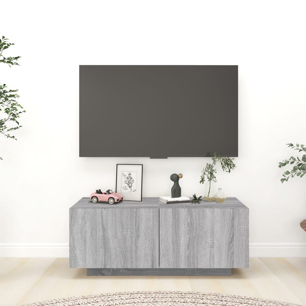 Tv-meubel 100x35x40 cm bewerkt hout grijs sonoma eikenkleurig