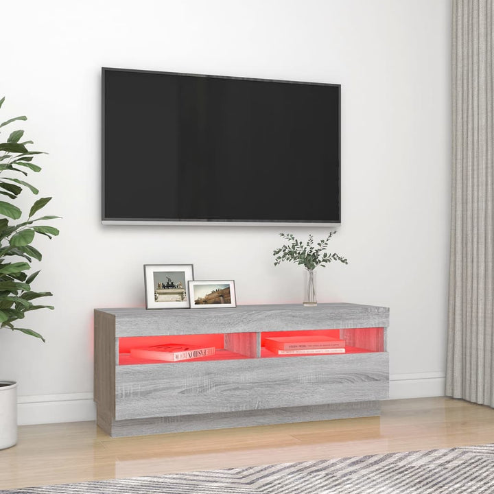 Tv-meubel met LED-verlichting 100x35x40 cm grijs sonoma eiken