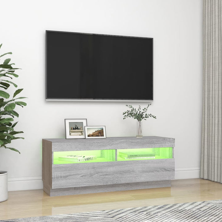 Tv-meubel met LED-verlichting 100x35x40 cm grijs sonoma eiken