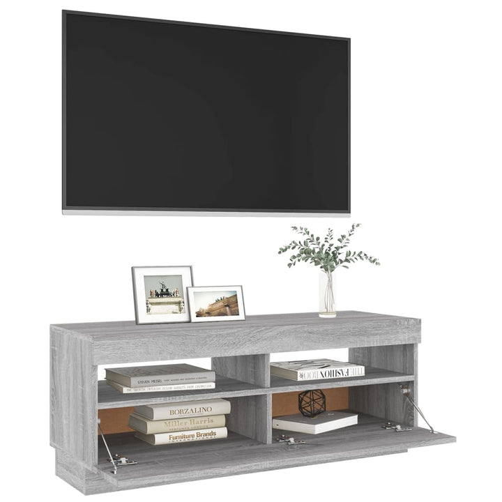 Tv-meubel met LED-verlichting 100x35x40 cm grijs sonoma eiken