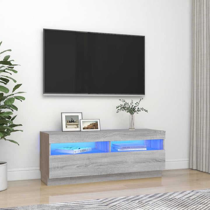 Tv-meubel met LED-verlichting 100x35x40 cm grijs sonoma eiken