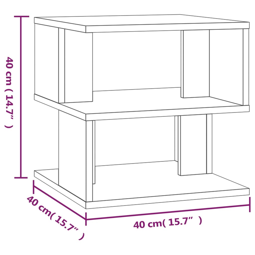 Bijzettafel 40x40x40 cm bewerkt hout bruineikenkleurig