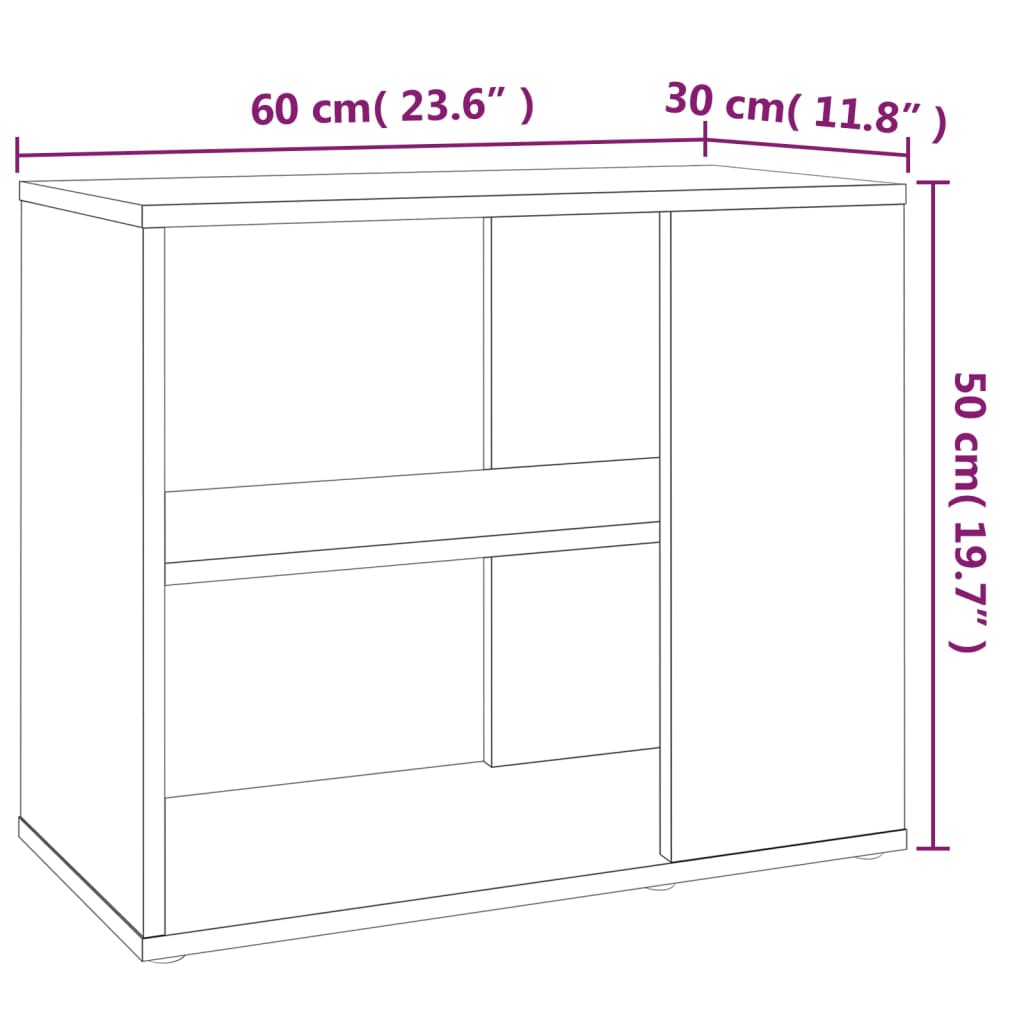 Bijzetkast 60x30x50 cm bewerkt hout gerookt eikenkleurig