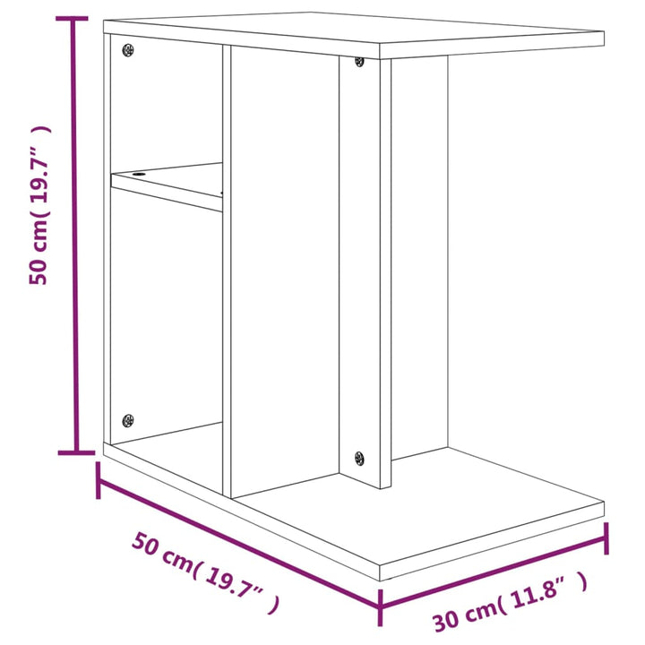 Bijzettafel 50x30x50 cm bewerkt hout grijs sonoma eikenkleurig