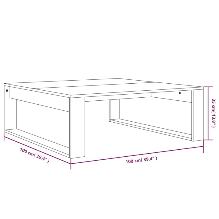 Salontafel 100x100x35 cm bewerkt hout gerookt eikenkleurig