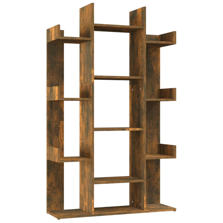 Boekenkast 86x25,5x140 cm bewerkt hout gerookt eikenkleurig