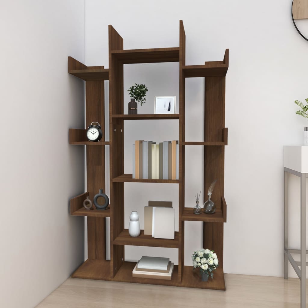 Boekenkast 86x25,5x140 cm bewerkt hout bruineikenkleurig