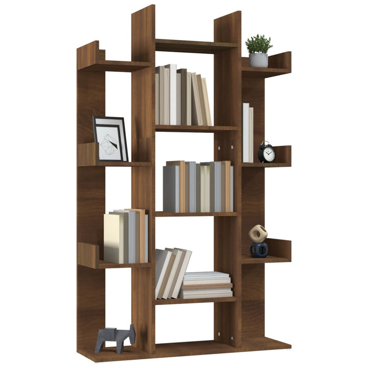 Boekenkast 86x25,5x140 cm bewerkt hout bruineikenkleurig