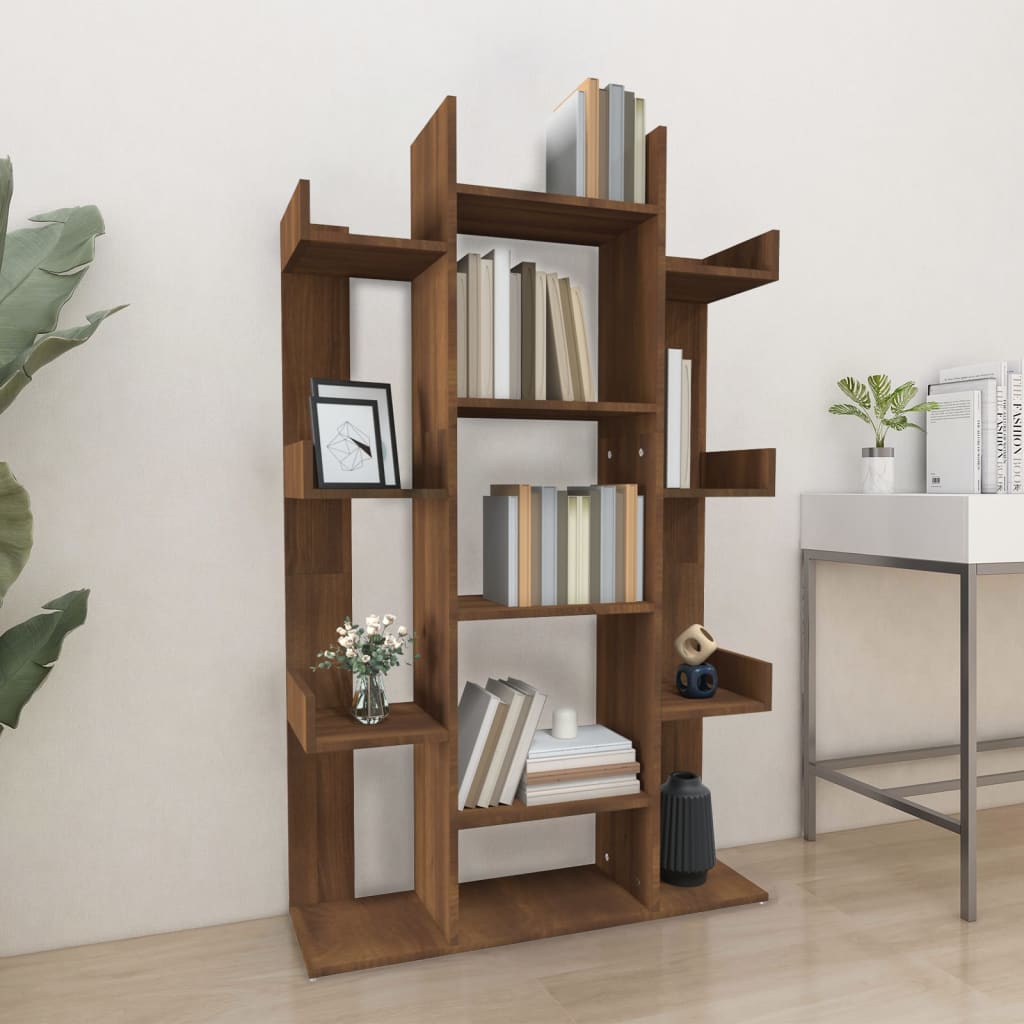 Boekenkast 86x25,5x140 cm bewerkt hout bruinikenkleurig