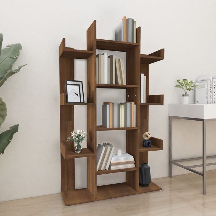 Boekenkast 86x25,5x140 cm bewerkt hout bruineikenkleurig