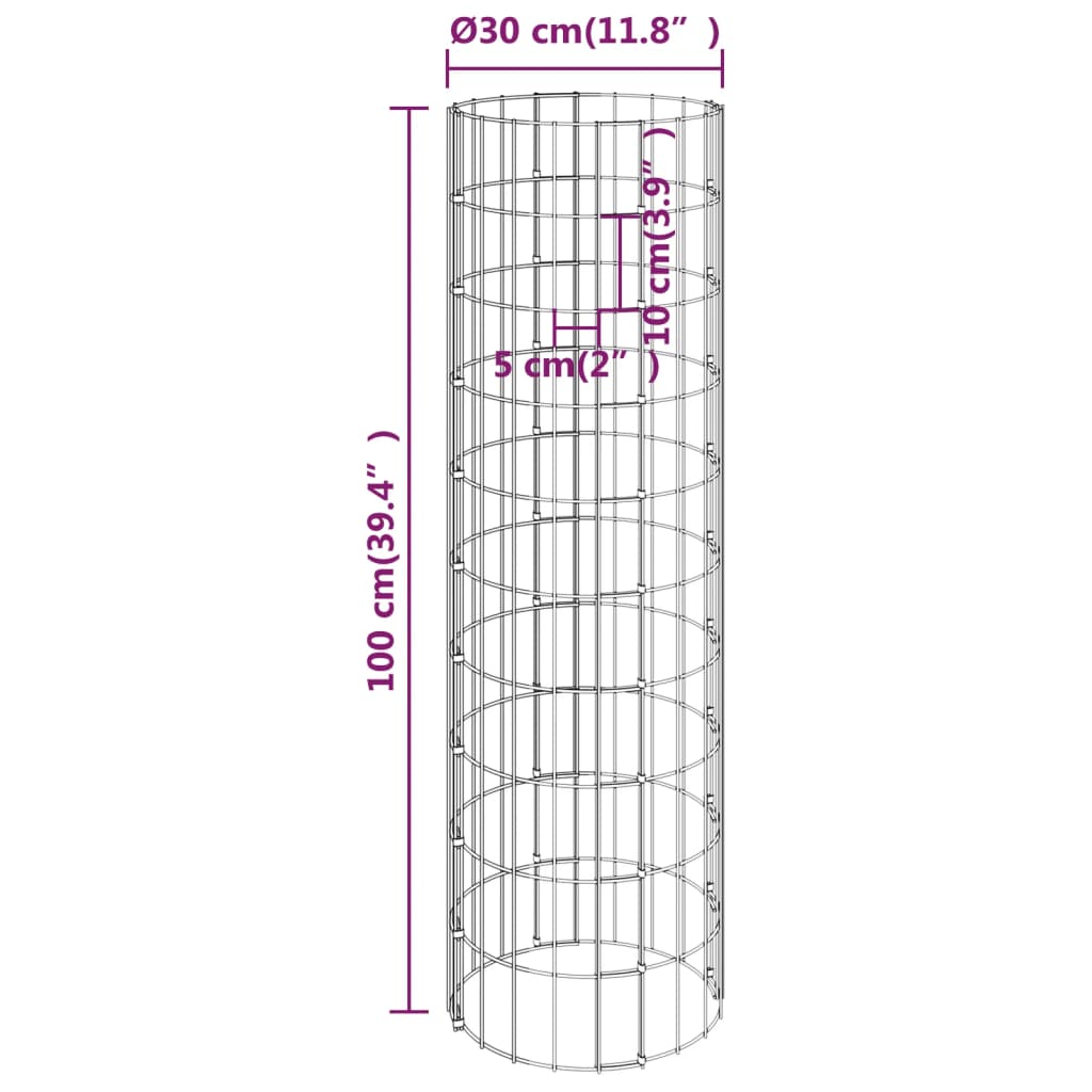 Gabion plantenbakken 3 st rond verhoogd ø˜30x100 cm staal