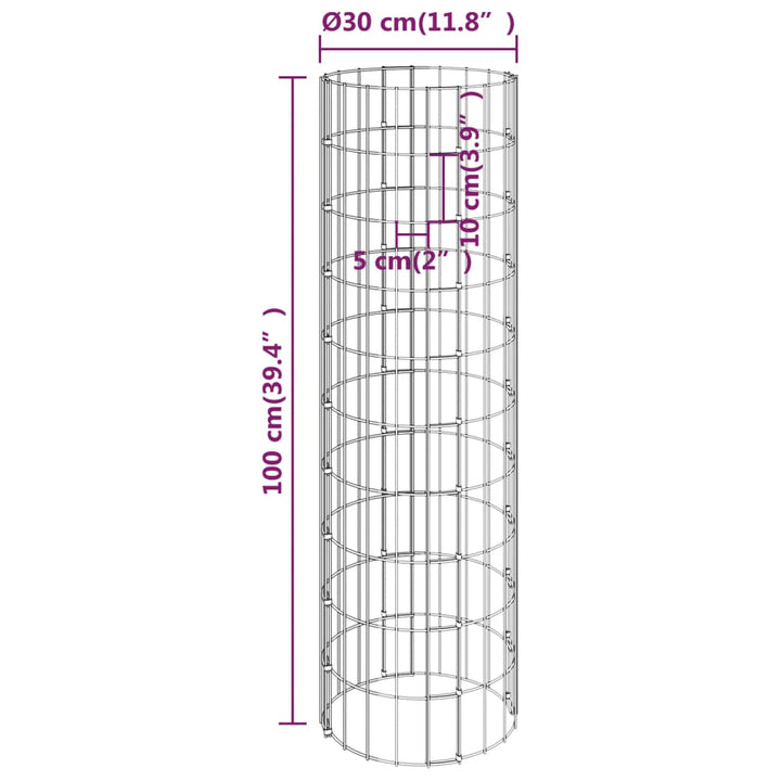 Gabion plantenbakken 3 st rond gebogen ø˜30x100 cm staal