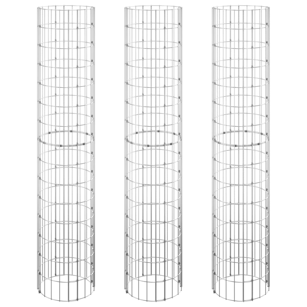 Gabion plantenbakken 3 st rond verhoogd ø˜30x150 cm staal