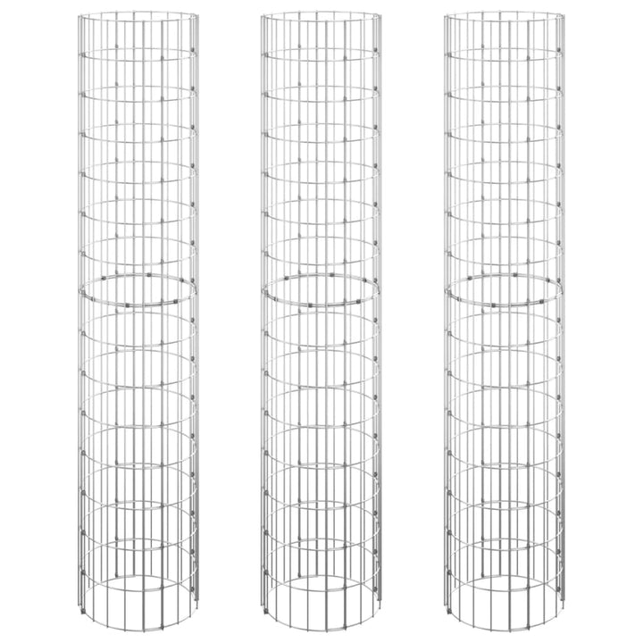 Gabion plantenbakken 3 st rond verhoogd ø˜30x150 cm staal