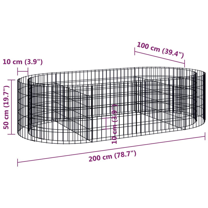 Gabion plantenbak verhoogd 200x100x50 cm gegalvaniseerd ijzer