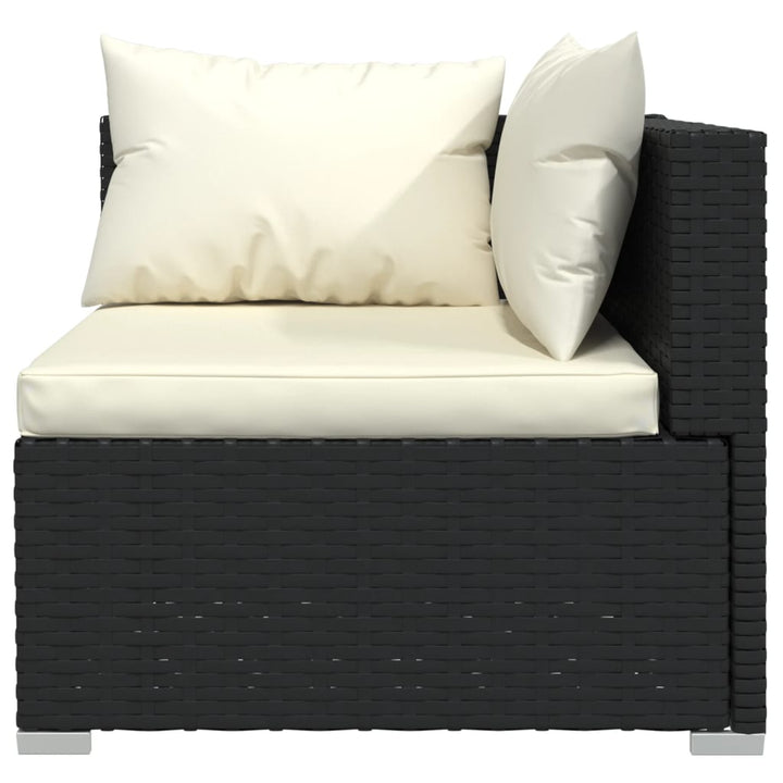 11-delige Loungeset met kussens poly rattan zwart