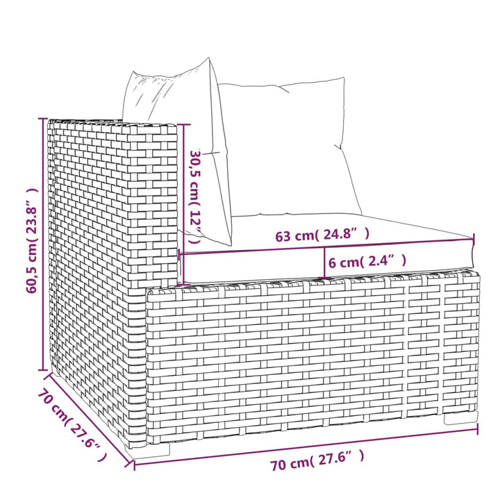 11-delige Loungeset met kussens poly rattan zwart